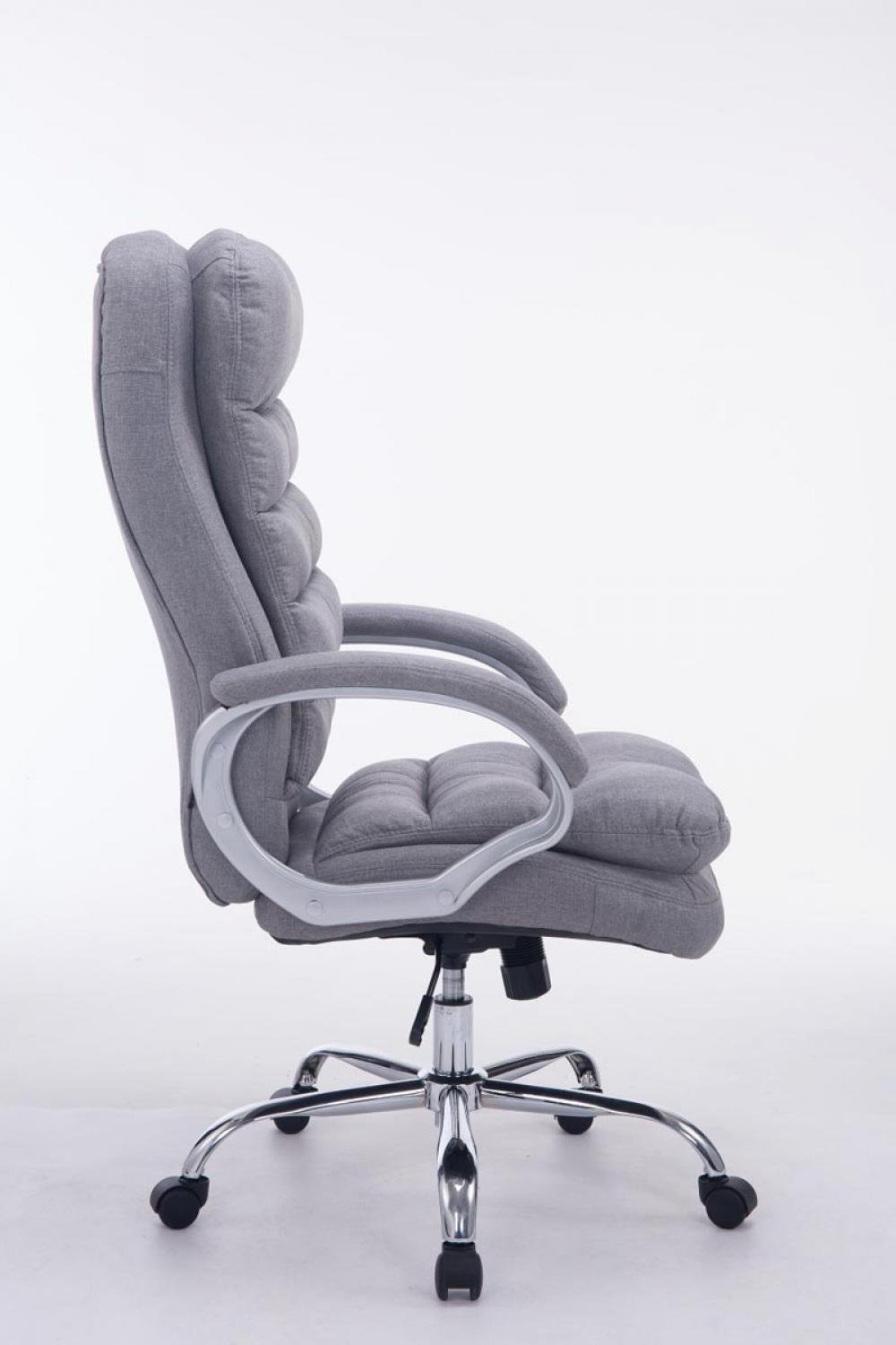 CHEFSESSEL Stoff grau - Chromfarben/Grau, Textil/Metall (68/116/77cm) - CLP