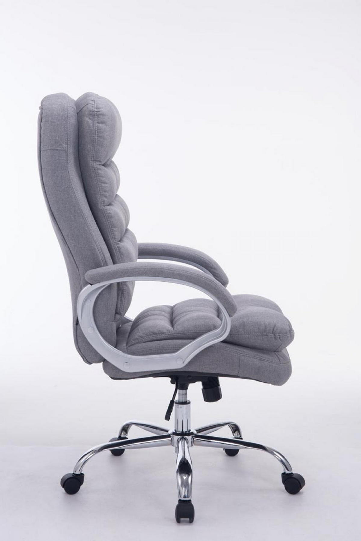 CHEFSESSEL Stoff grau - Chromfarben/Grau, Textil/Metall (68/116/77cm) - CLP