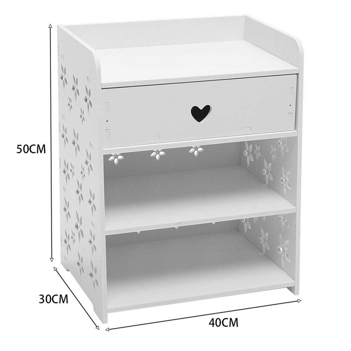 NACHTTISCH 40/30/50 cm Schublade Fächer WPC-Platten Weiß - Weiß, Holzwerkstoff (40/50/30cm) - Livingandhome