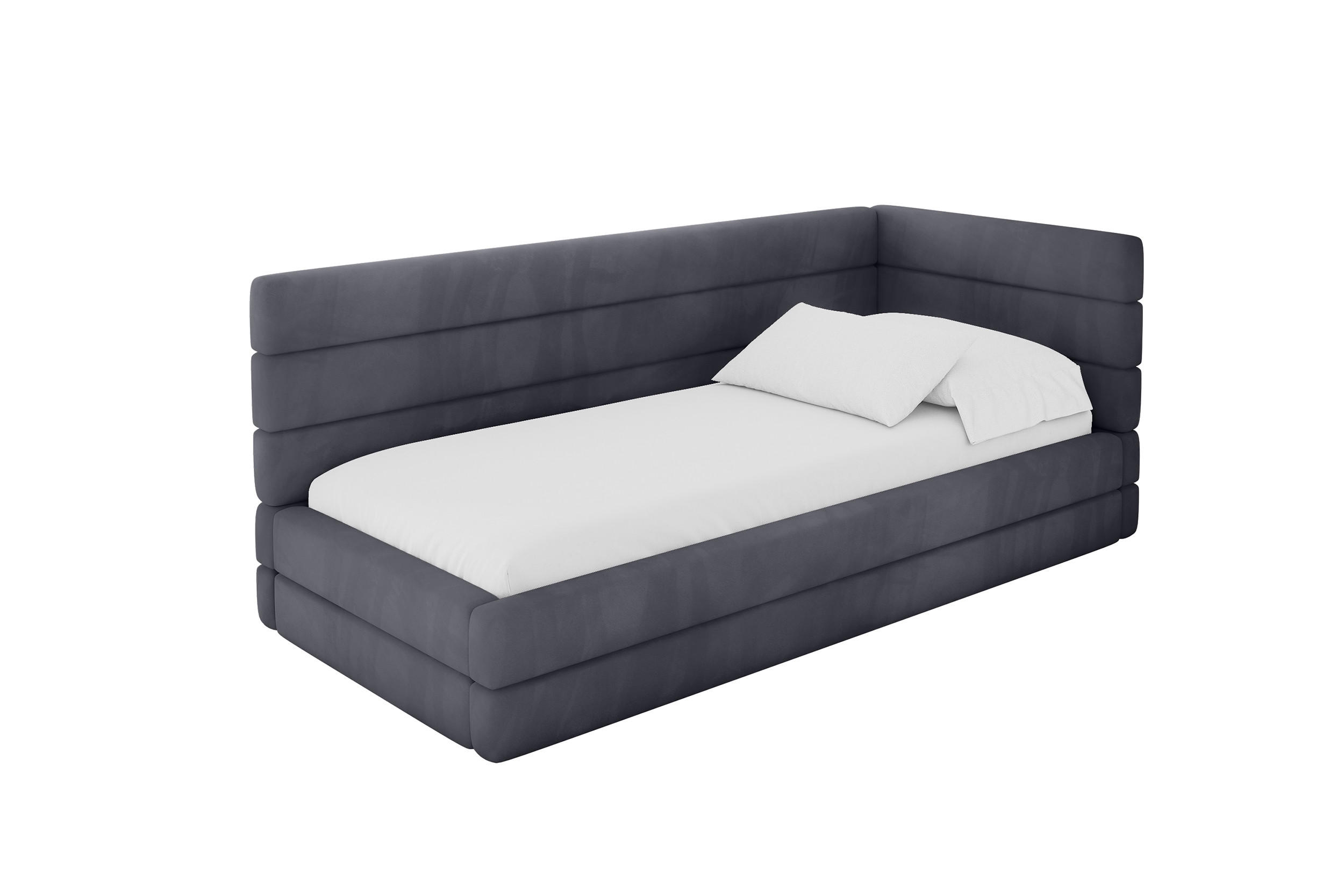 ALTDECOR JEDNOLŮŽKOVÁ POSTEL pro mládež s úložným prostorem a matrací H3/H4, vlevo - BEMY 90x200 tmavě šedá