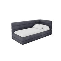 EINZELLBETT Jugendbett mit Bettkasten, Links - BEMY 90x200 Dunkelgrau - Dunkelgrau, Holzwerkstoff/Textil (90/200cm) - ALTDECOR