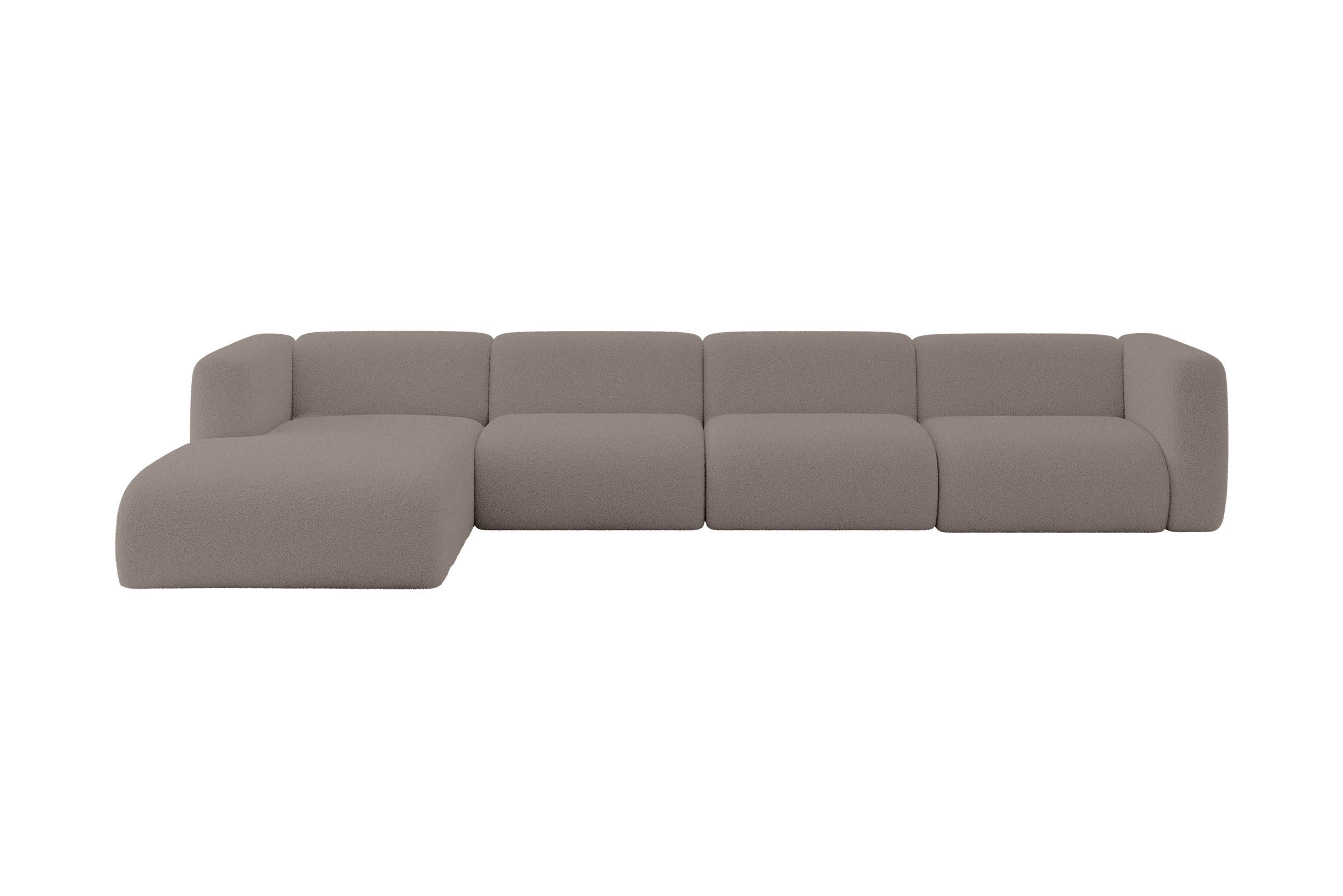 ECKSOFA Ottomane Links MIRA-L3 409x179x70 Braun Bouclé - Dunkelbraun/Schwarz, Holzwerkstoff/Kunststoff (409/179cm) - ALTDECOR