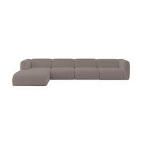 ECKSOFA Ottomane Links MIRA-L3 409x179x70 Braun Bouclé - Dunkelbraun/Schwarz, Holzwerkstoff/Kunststoff (409/179cm) - ALTDECOR