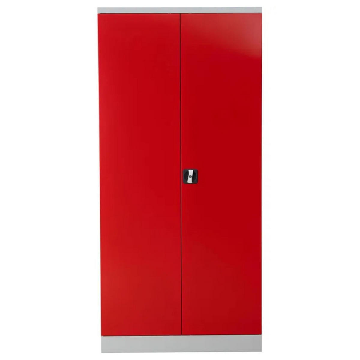 STAHLSCHRANK Bee mit 4 lackierten Fachböden 195x92x42 cm Korpusfarbe Lichtgrau Frontfarbe Feuerrot - Rot, Metall (92/195/42cm)