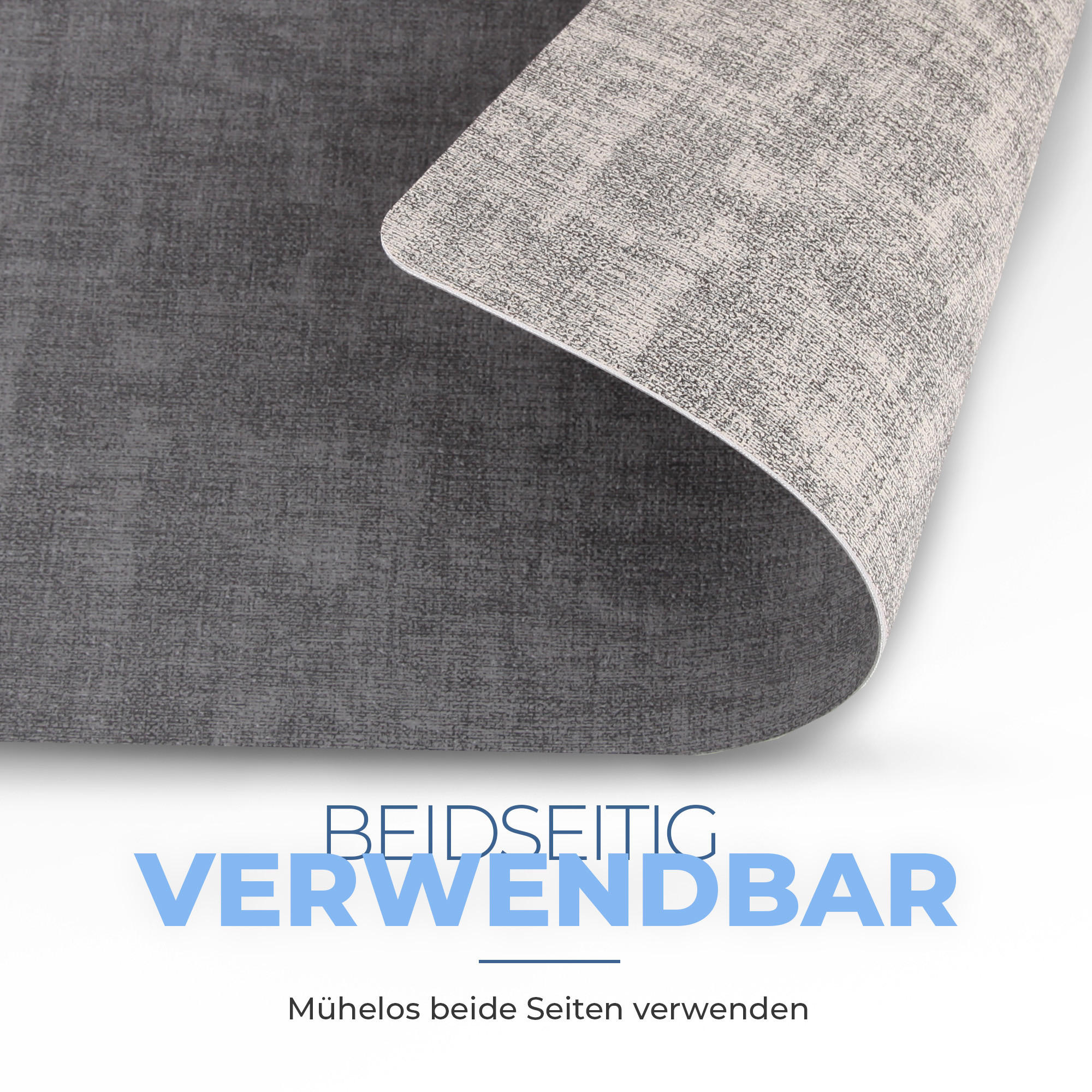 TISCHSET Struktur ( 6er Set ) abwischbares Lederimitat Platzdeckchen 46x33cm - Doppelseitiges ( Grau / Dunkelgrau ) Kunstleder Platzset - Grau, Kunststoff (33/46cm) - Bestlivings