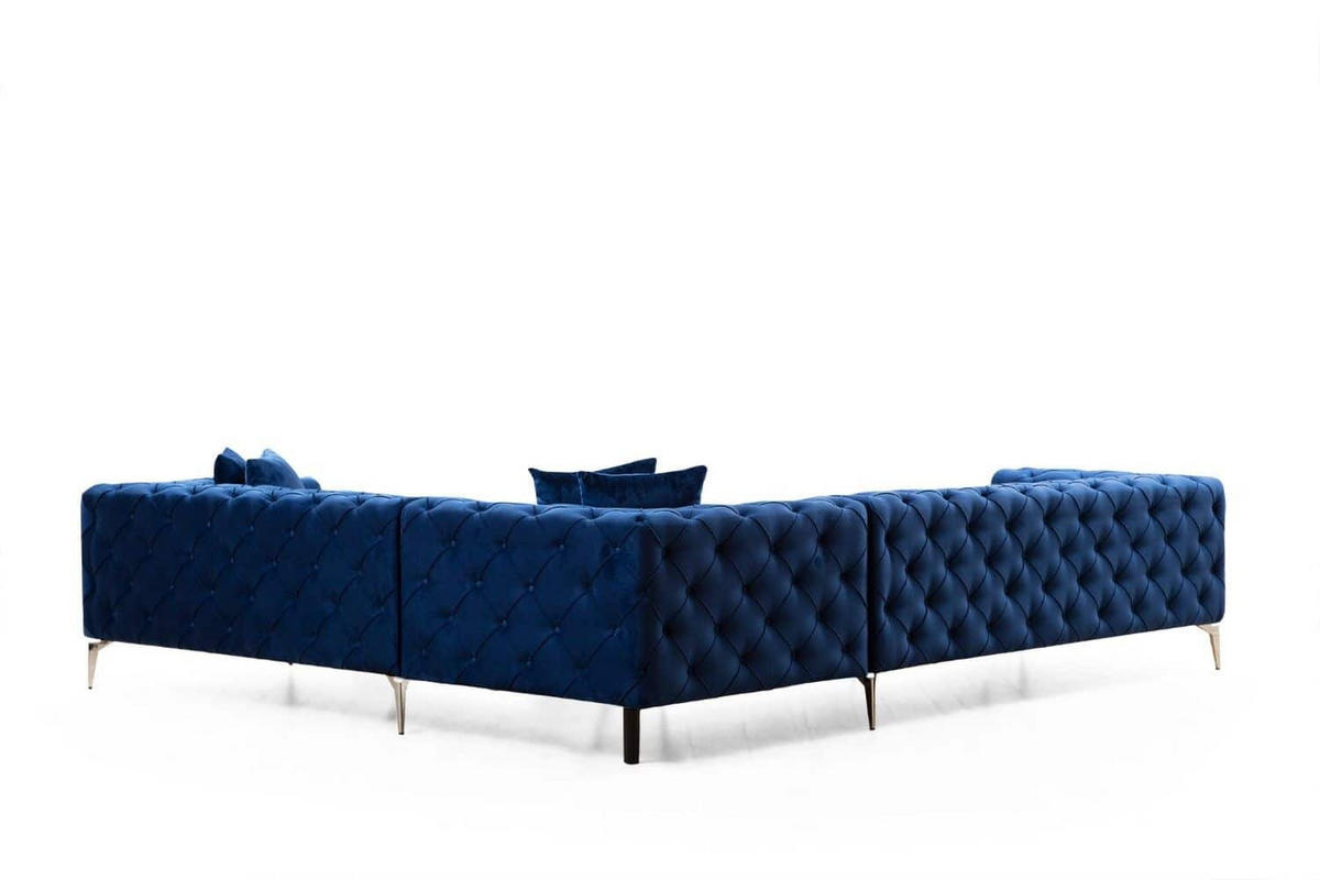 ECKSOFA mit großzügiger XXL Sitzfläche für die ganze Familie - Blau/Chromfarben, Holz/Textil (270/310cm) - myHomelando