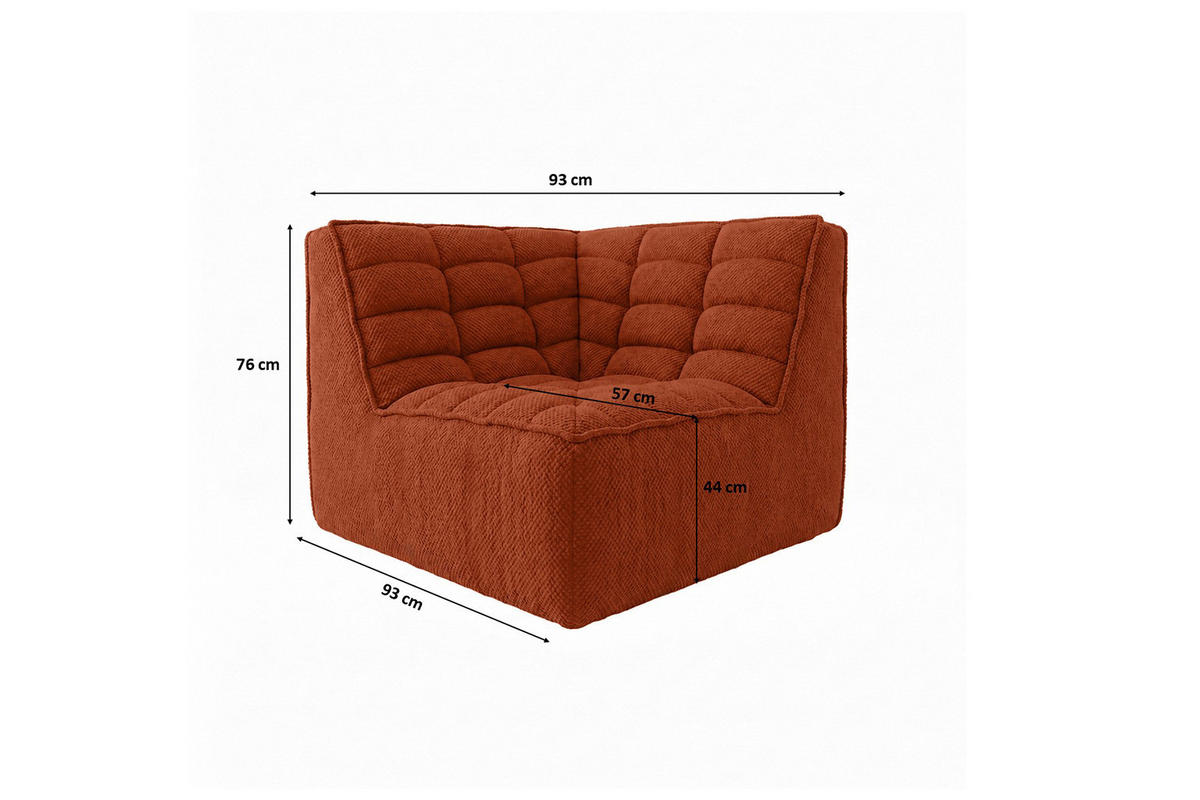 ROHOVÝ MODUL, plyšová tkanina Pop, Měděná, LAZY - měděná, dřevo (93/76/93cm) - Kaiser Möbel