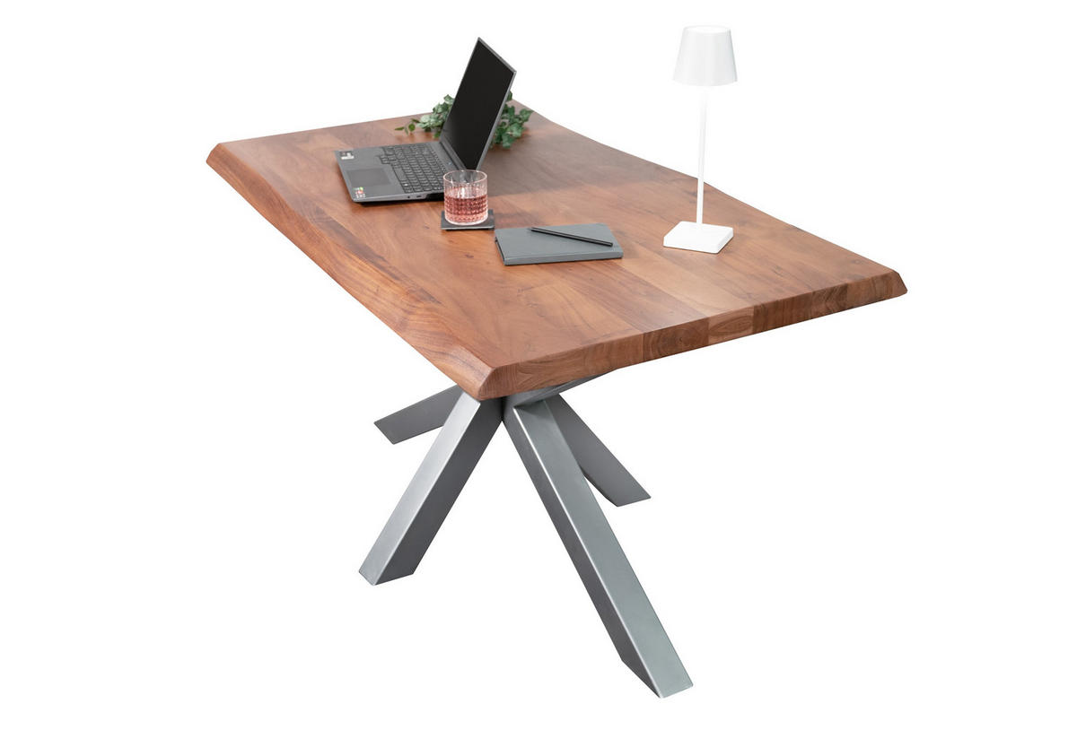ESSTISCH CALI - Silberfarben/Braun, Holz/Metall (90/180/77cm) - SAM