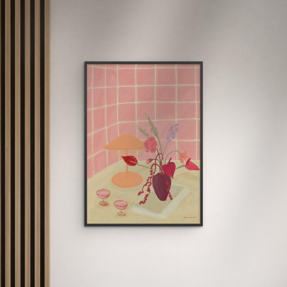 POSTER mit Rahmen Katharina Puritscher - Bubbly - Pink/Schwarz, Holz/Papier (30/40cm) - Poster&Frame