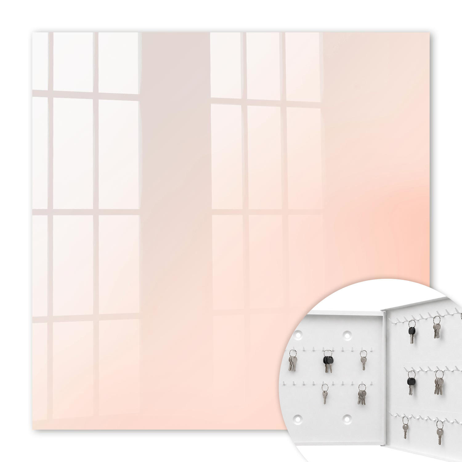 SCHLÜSSELBOX Weiß 30x30 cm – Türöffnung nach rechts - Pastellminimalismus - Creme, Metall (30/30/5cm) - TULUP