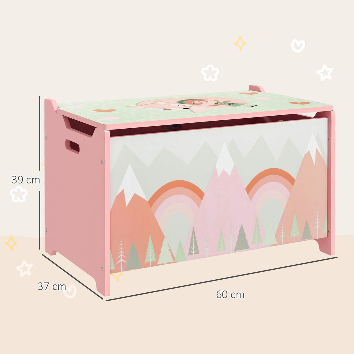 SPIELZEUGKISTE DE-09566 Rosa - Pink, Holzwerkstoff (37/60cm) - ComfortXL