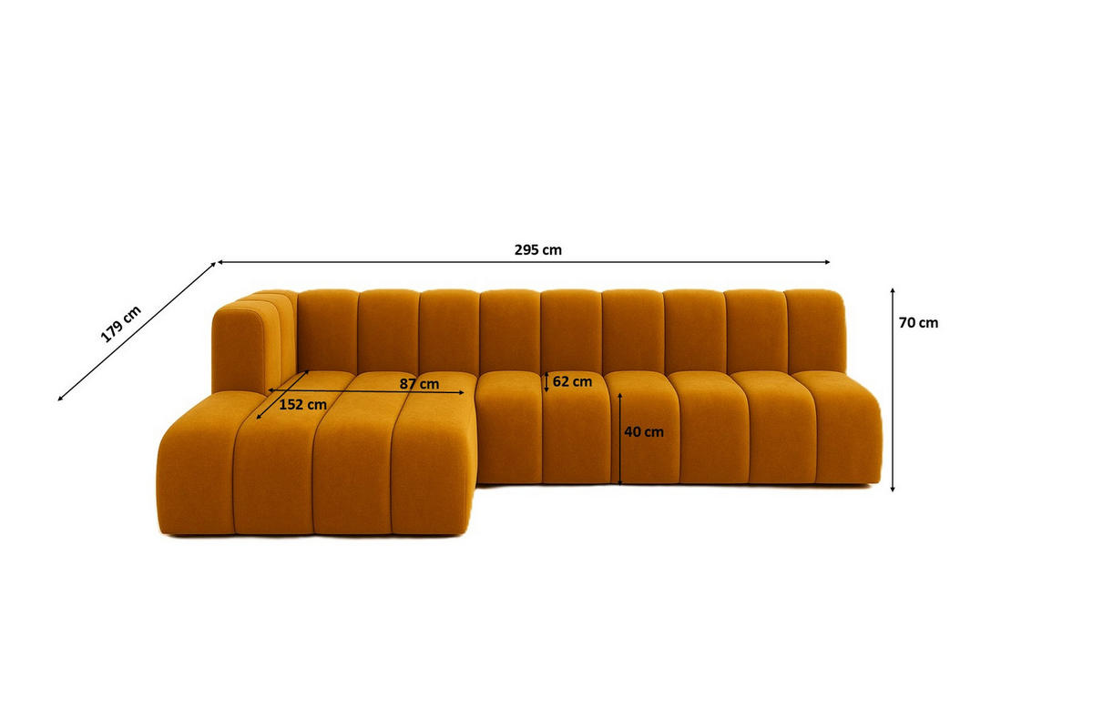 ECKSOFA GRAND L 295 cm, Stoff Salvador, Gelb, Links - Gelb, Holz (295/179cm) - Kaiser Möbel