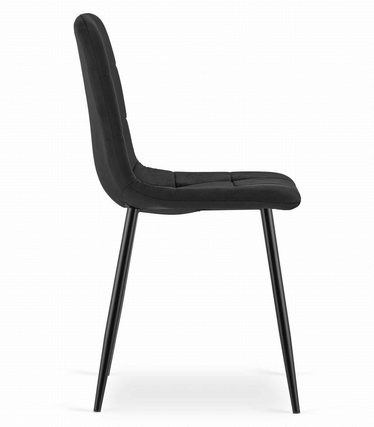 STUHL CETARA 1 Stück, Schwarz, mit Samtstoff gepolstert - Schwarz, Textil/Metall (45/87/51cm) - Komodee