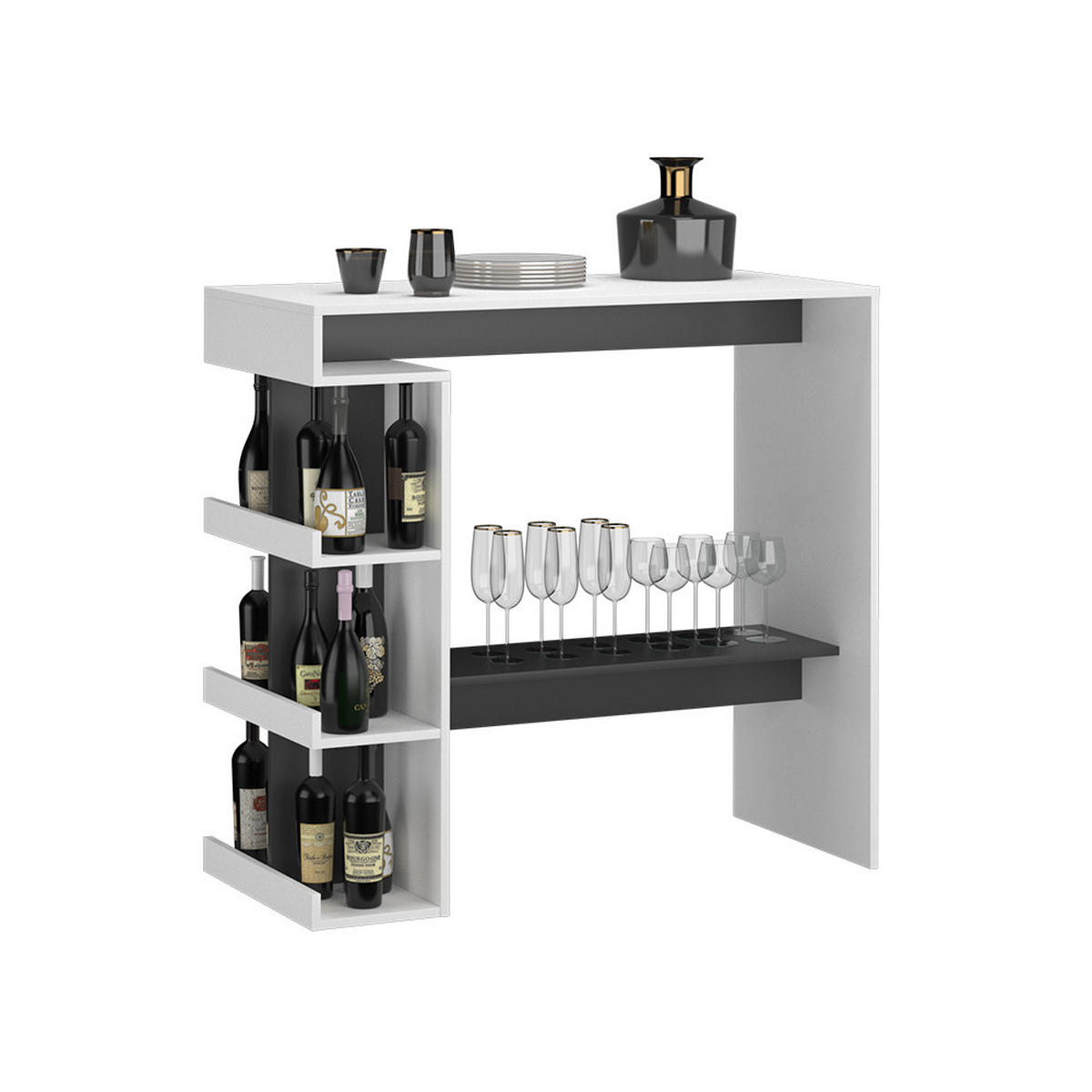 BARTISCH Dana Weiß 108 x 50 cm - Anthrazit/Weiß, Holzwerkstoff (108/103/50cm) - Vicco