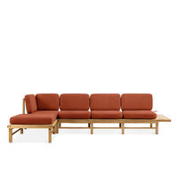 LOUNGESOFA ATREDA links - Orange, Holz/Textil (315/80/150cm) - KONSIMO®