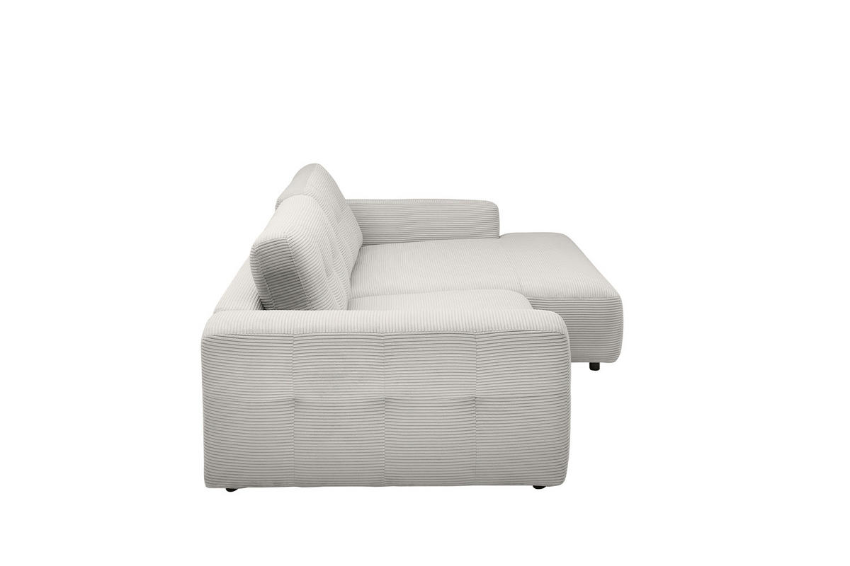ECKSOFA XL MIKA Hellgrau Cord - Hellgrau/Schwarz, Kunststoff/Textil (296/167cm) - KAWOLA
