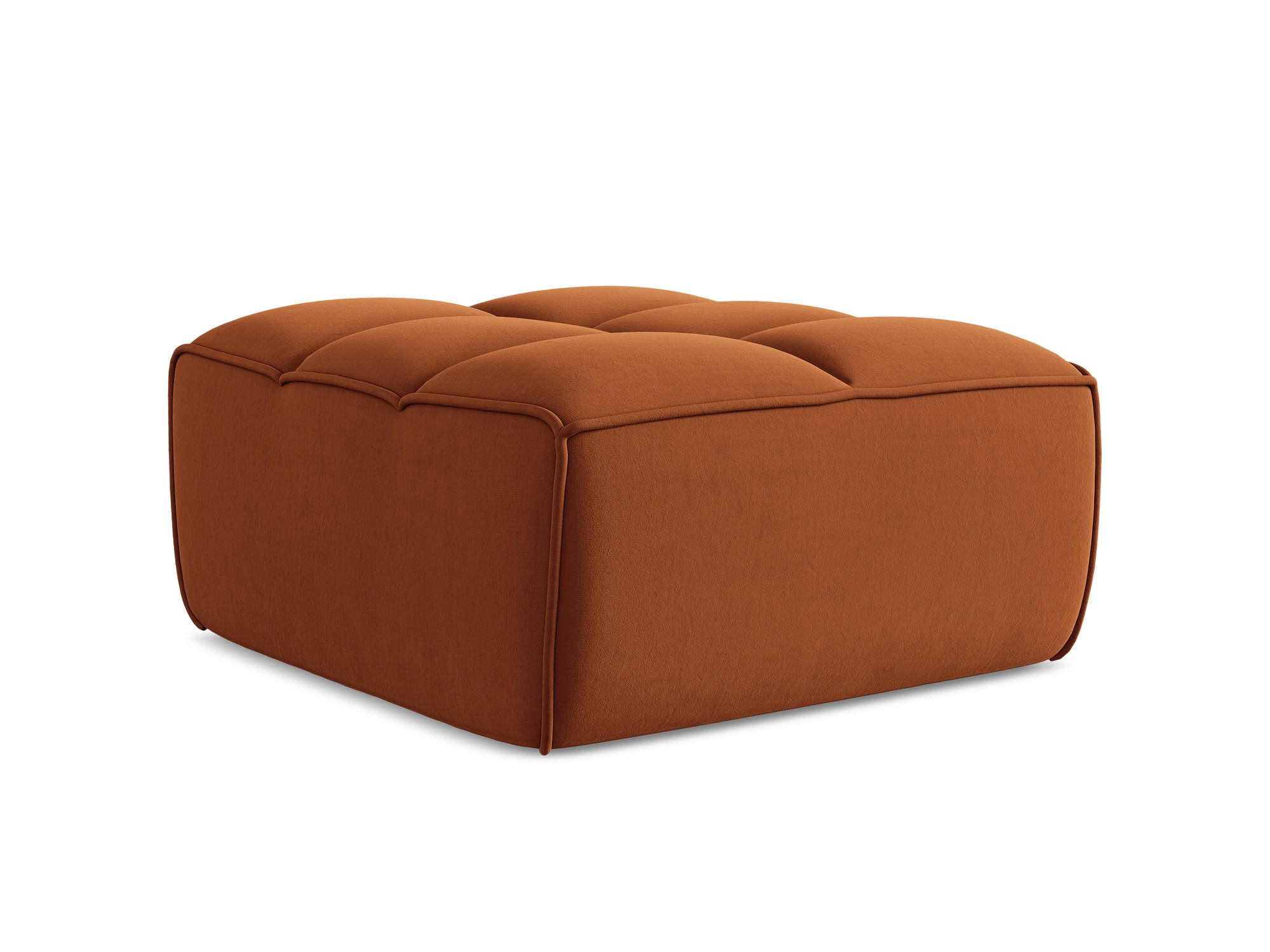 POUF Samt Stoff Orange - Terra cotta/Schwarz, Kunststoff/Textil (80/43/93cm) - Makamii