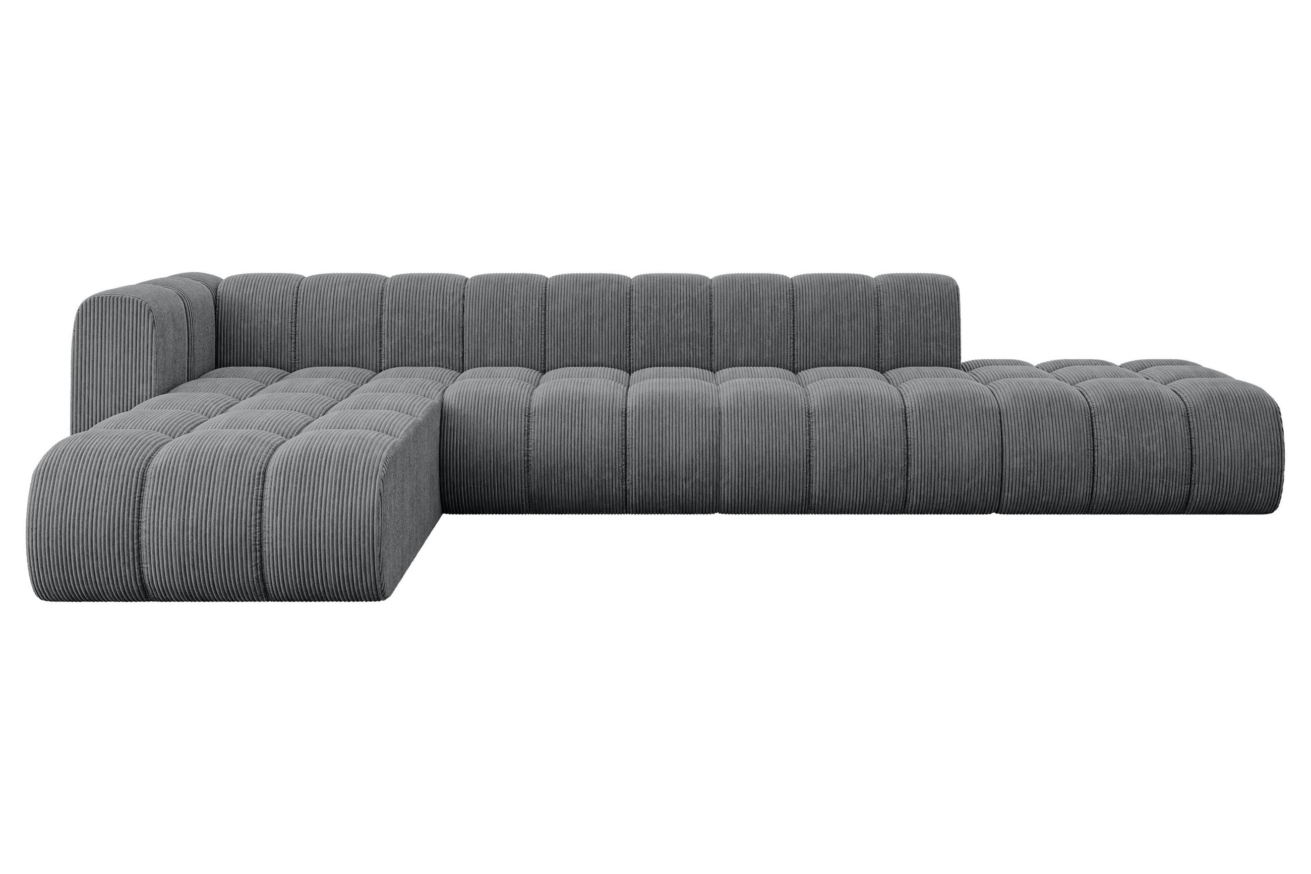 ECKSOFA modulares Sofa Zuvon-L2 - 387x177x70 cm Dunkelgrau - Dunkelgrau, Holzwerkstoff/Textil (387/177cm) - ALTDECOR
