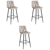 BARHOCKER 3-er Set KODA dunkelbeiger Sitz, schwarze Basis - Sandfarben/Beige, Textil (43.5/104/32.5cm) - Valora
