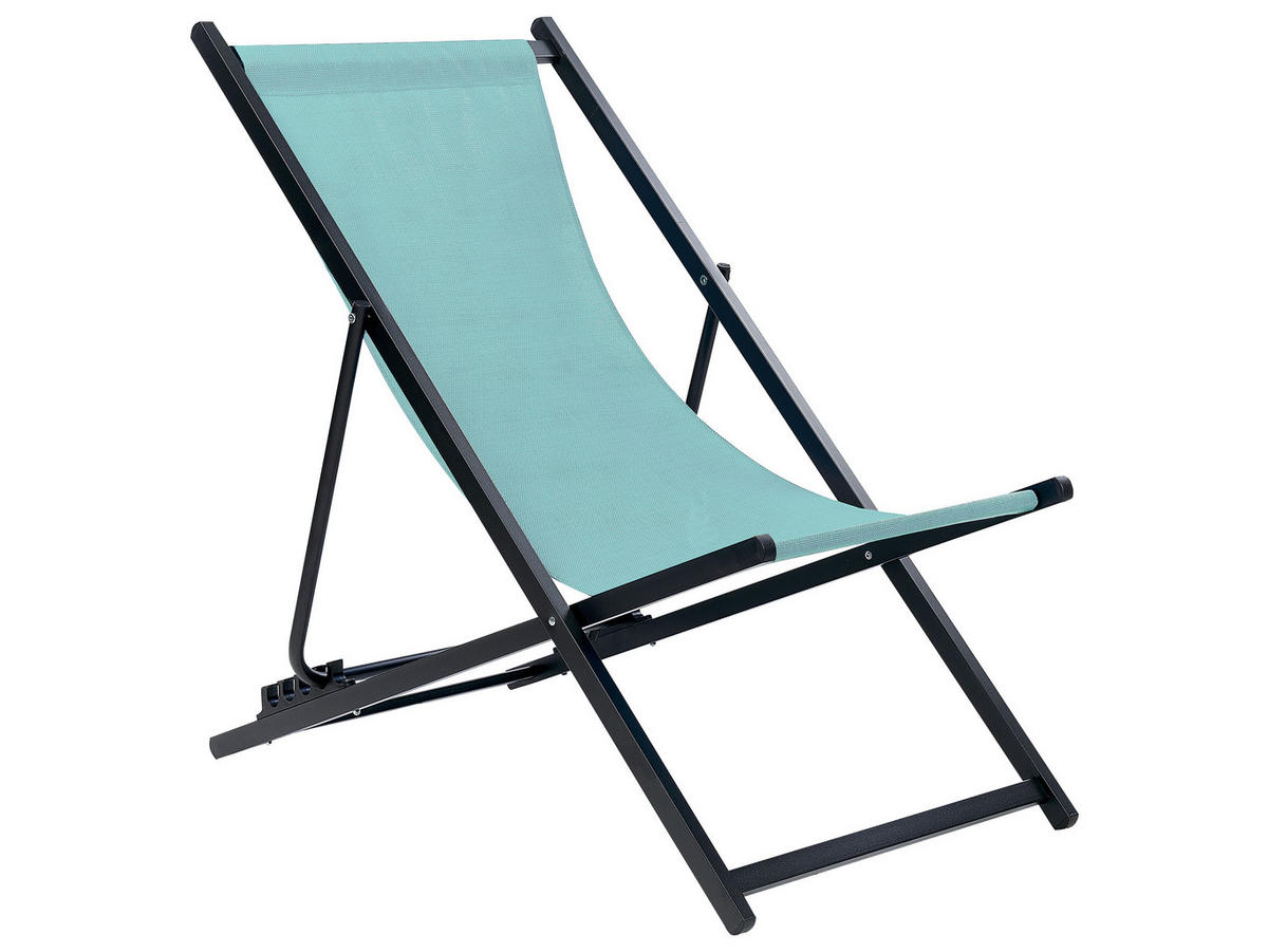 GARTENLIEGE schwarz/blau Locri II - Schwarz/Hellblau, Metall (60/79/95cm) - Beliani