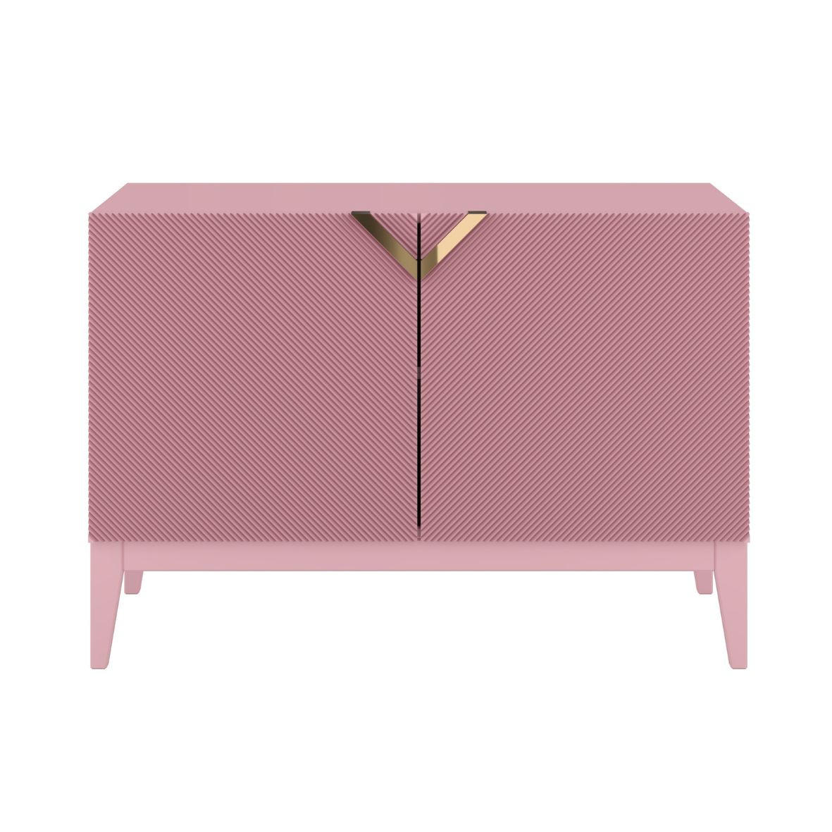 SIDEBOARD Demi 2D Long, Pink-Gold, Mit Gefrästen Fronten, Massive Buche - Rosa, Holz/Holzwerkstoff (100.5/70/42cm) - Visby