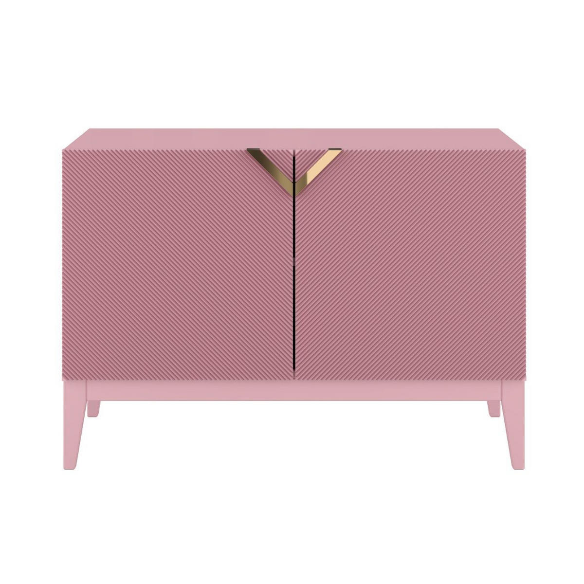 SIDEBOARD Demi 2D Long, Pink-Gold, Mit Gefrästen Fronten, Massive Buche - Rosa, Holz/Holzwerkstoff (100.5/70/42cm) - Visby