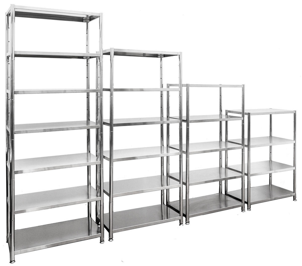 EDELSTAHLREGAL 296/41/200 cm mit 4-7 Ebenen, Silber - Silberfarben, Metall (41/200/72cm) - shelfr