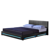 LED BETT ASTEROID - Dunkelgrau, 180 x 200 cm - Dunkelgrau, Kunststoff - Home Deluxe