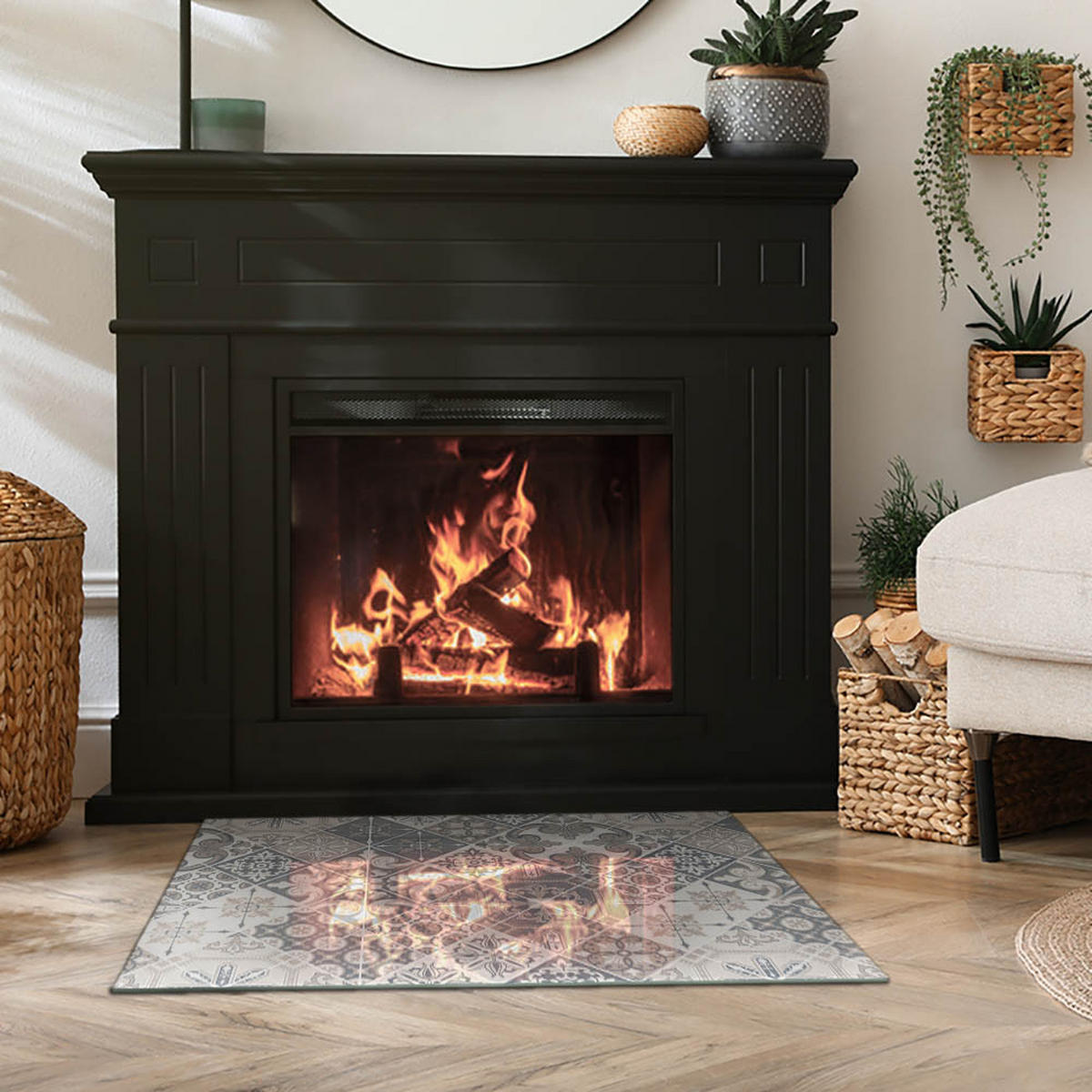 GLASPLATTE für Kamin 80x60 cm Grau - Grau, Glas (80/60/0.4cm) - ArtPrintCave