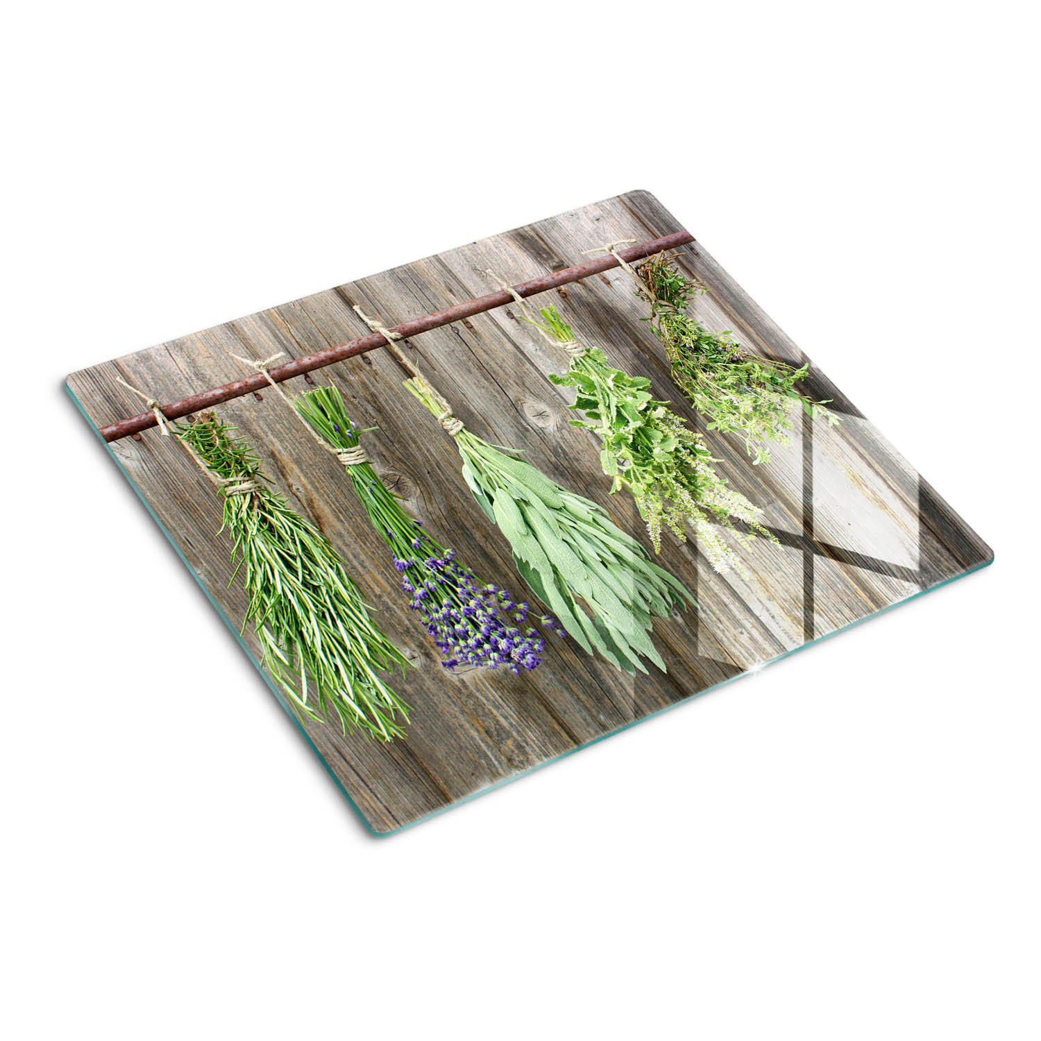GLASPLATTE 60x52 cm Kräuterschnur - Grün, Glas (60/0.4/52cm) - TULUP