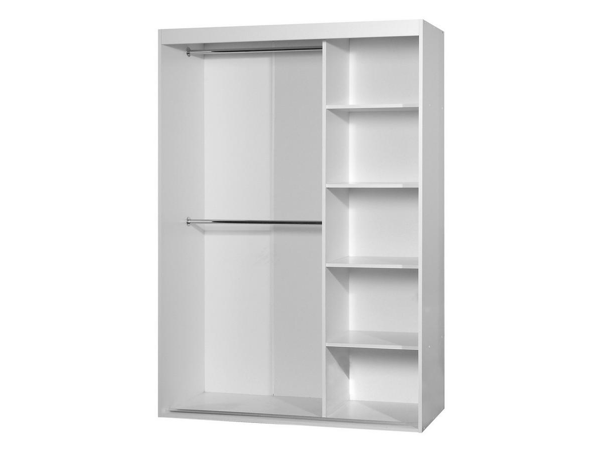 SCHWEBETÜRENSCHRANK Rejat 120 - Silberfarben/Weiß, Holzwerkstoff/Kunststoff (120/205/60cm) - MIRJAN24