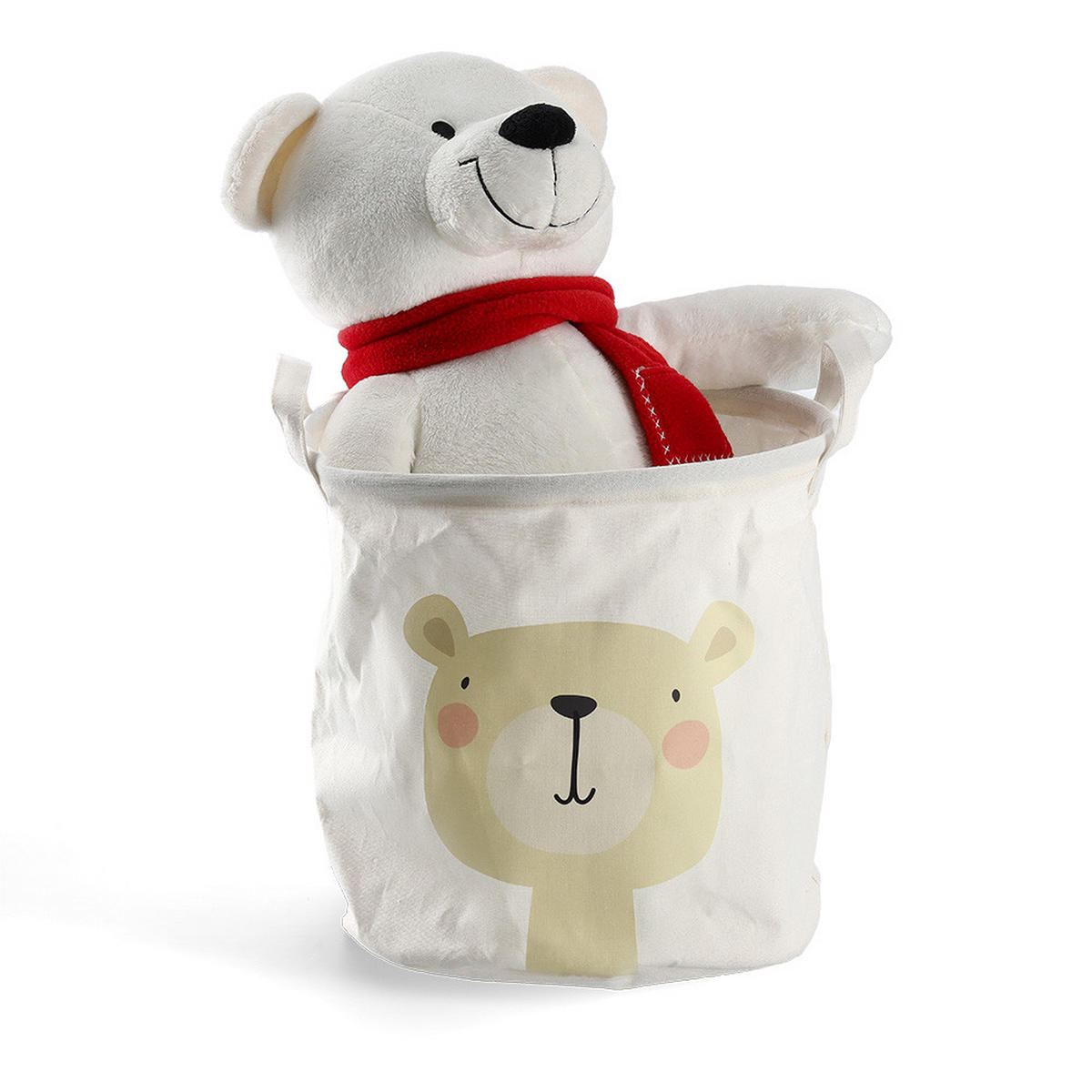 AUFBEWAHRUNGSKORB Bär - Canvas, Weiß - Ø 30cm - Creme, Textil (30/30cm) - Zeller Present