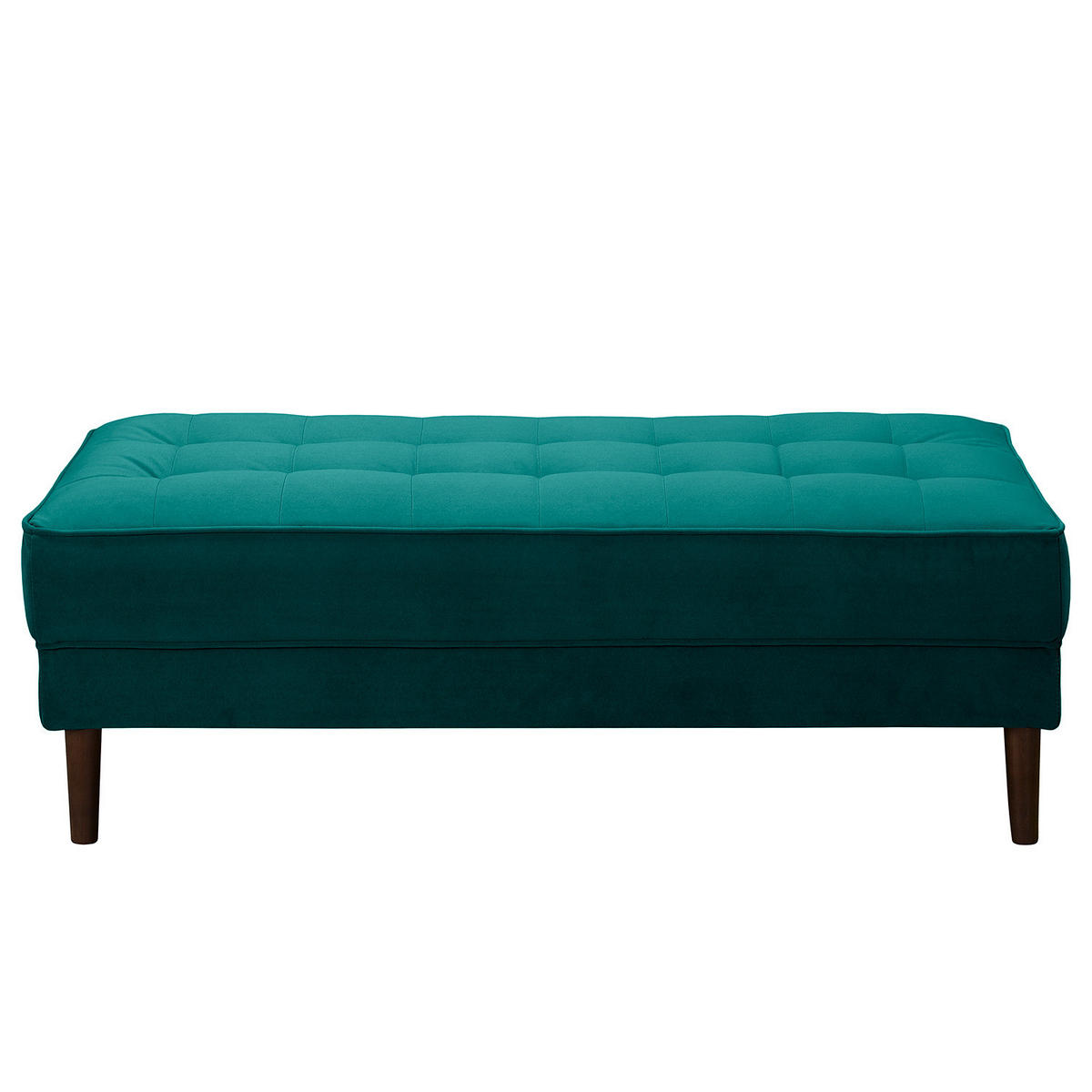 HOCKERBANK - Samt - Petrol, Birkenholz/Textil (124/43/69cm) - home24