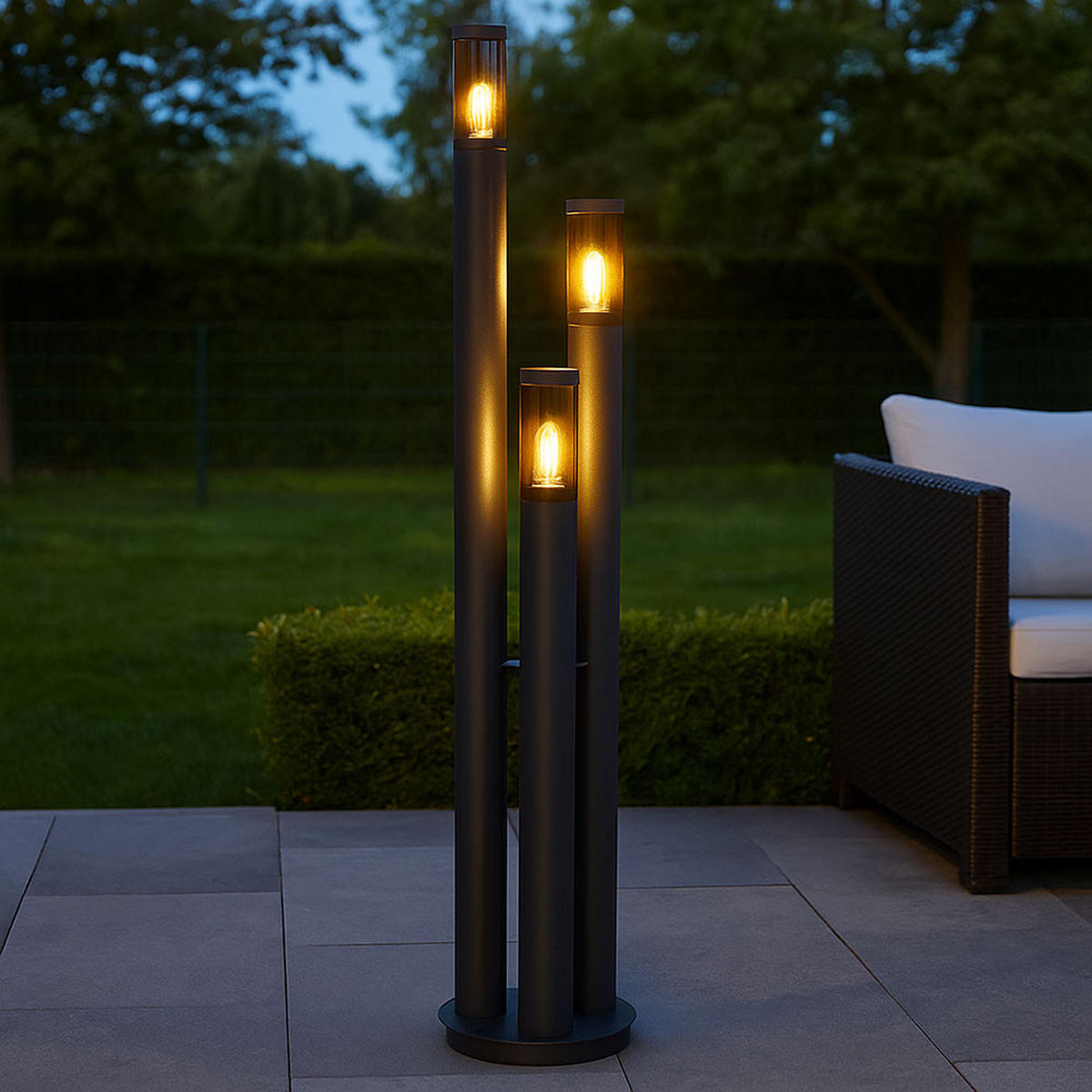 LED STEHLEUCHTE Edelstahl Anthrazit Rauchglas - Anthrazit, Metall (28/28/170cm) - Globo Lighting