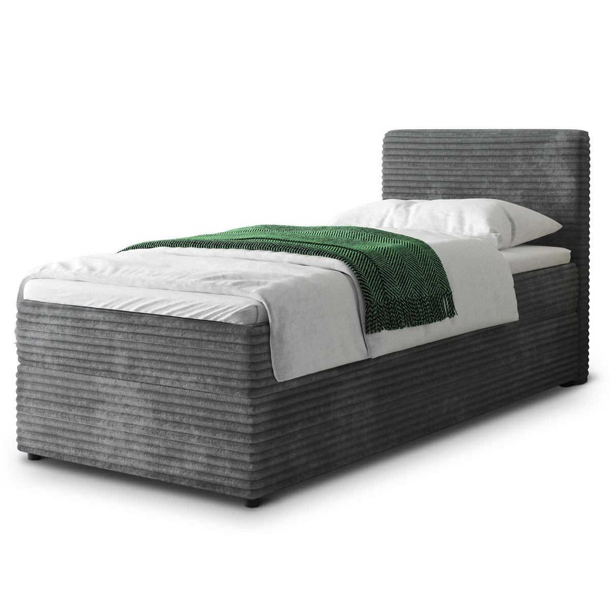 POSTEL BOXSPRING PISA 80x200 cm, s matrací a úložným prostorem, grafitová - grafitová, kompozitní dřevo/textil (80/200cm) - MASSENO