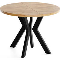 ESSTISCH Savio rund ausziehbar verlängerbar, Eiche Braun 80-130/80/77 cm - Eiche Wotan/Schwarz, Holz/Holzwerkstoff (80/80/77cm) - WFL GROUP