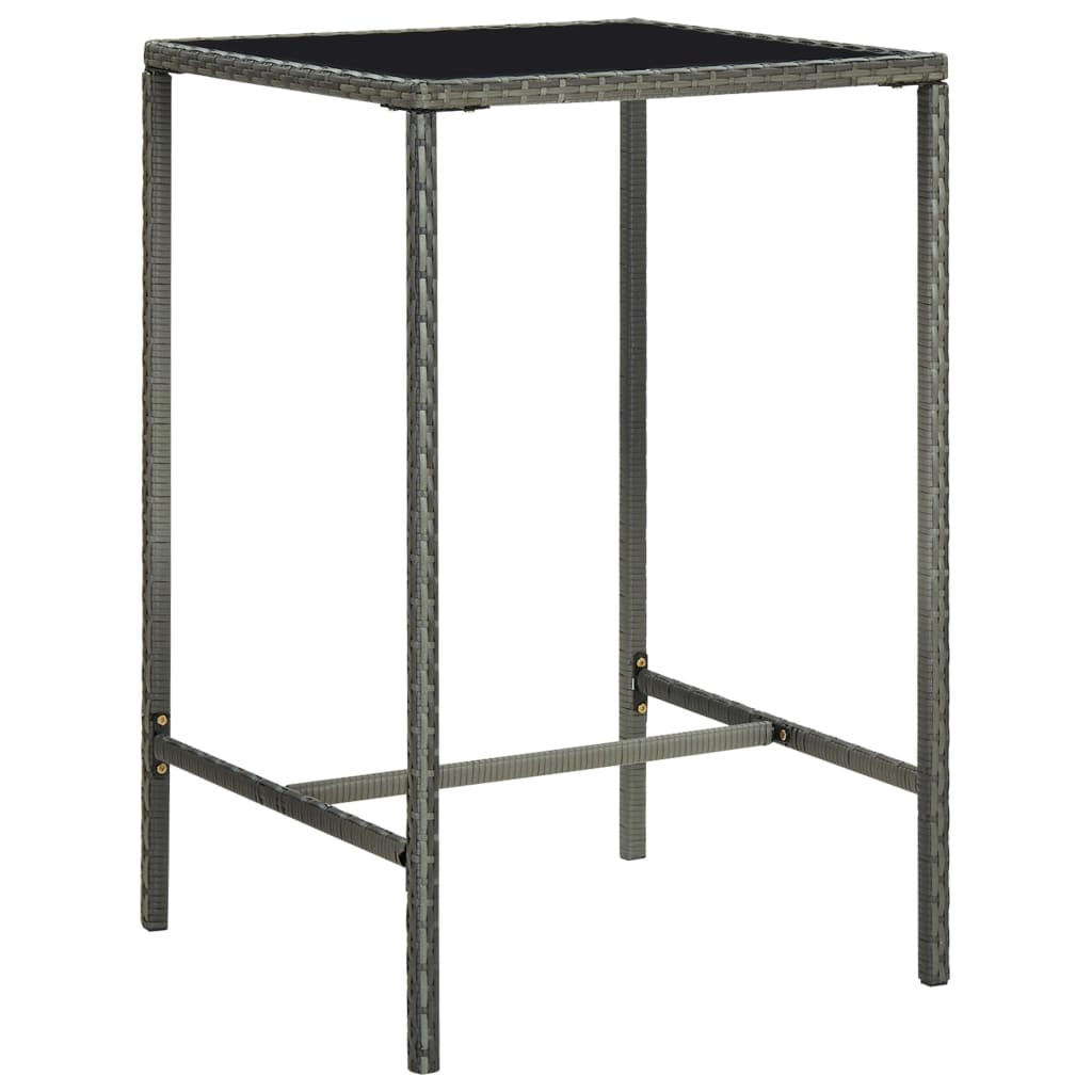 BISTROTISCH Joni Grau 70x70x110 cm Rattan und Glas - Grau, Kunststoff (70/70/110cm) - DELUKE