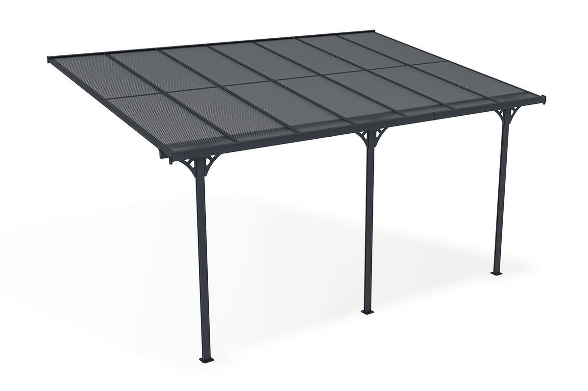 PERGOLA / CARPORT Kleo Grau 4,5m x 3m - Grau, Metall (435/270/300cm) - Cazeboo