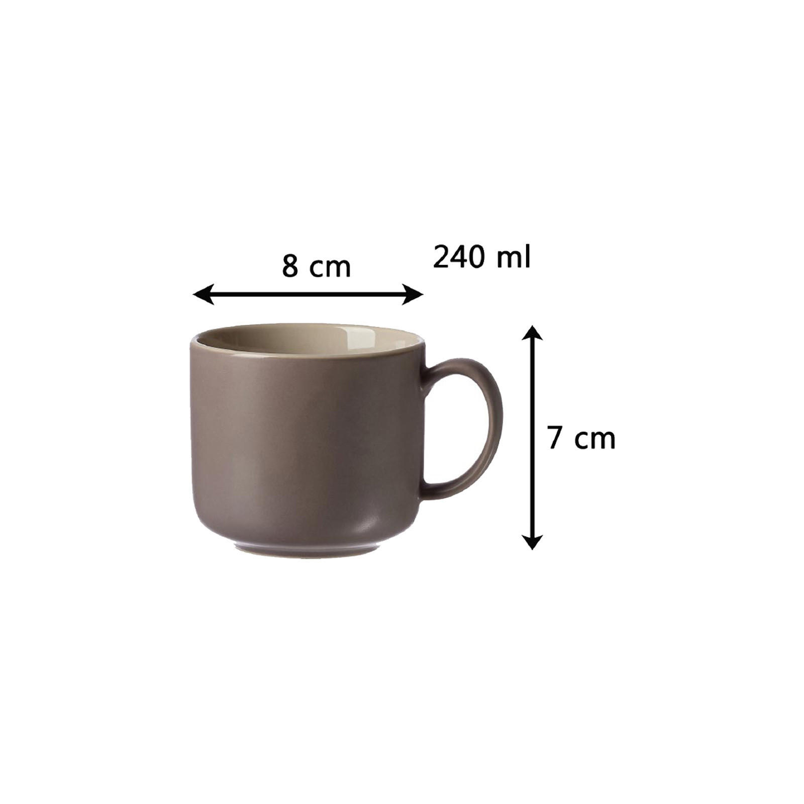 KAFFEETASSE MIT UNTERTASSE Jasper Taupe 240 ml - Taupe, Keramik (15/9/15cm) - Ritzenhoff Breker