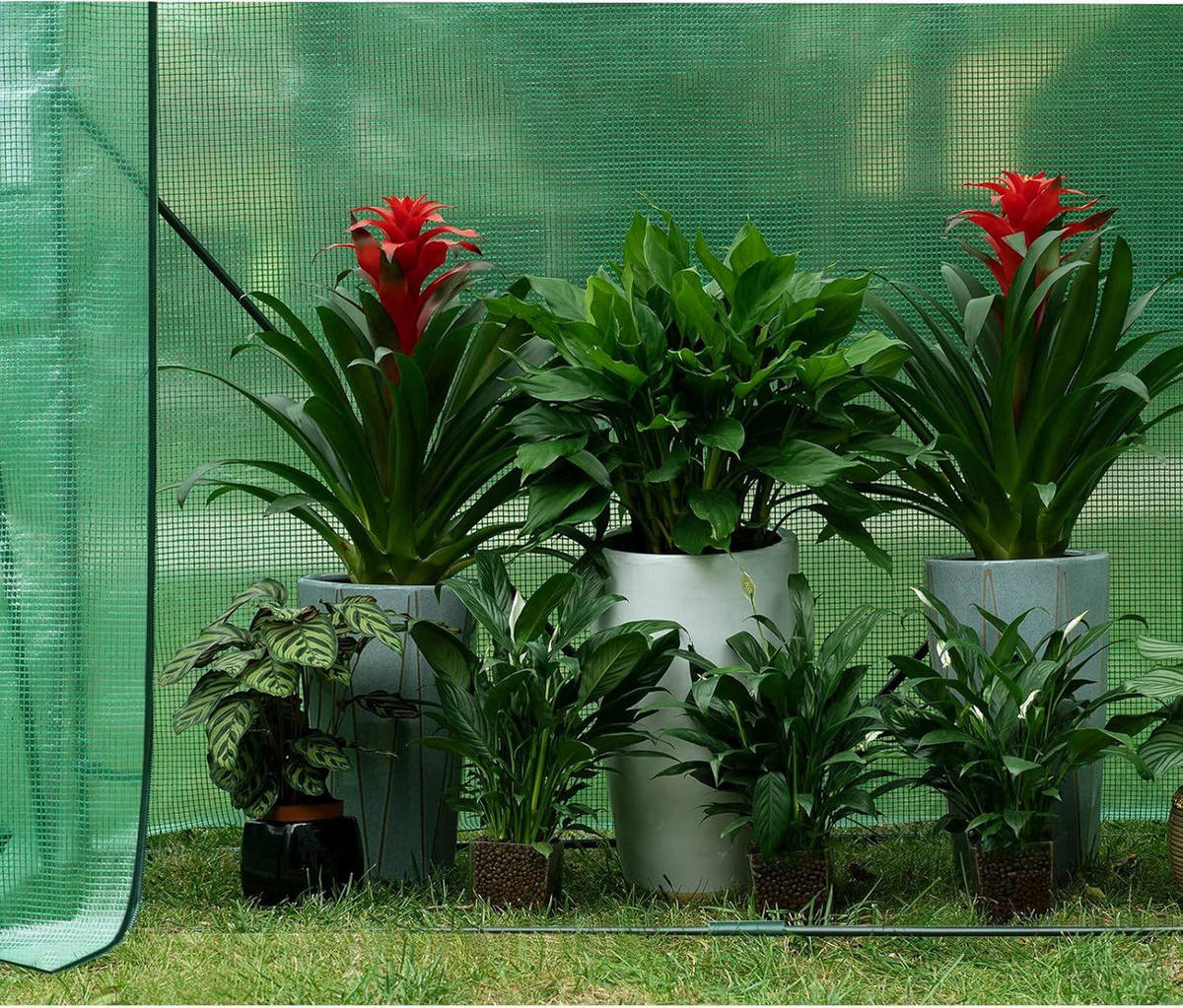 FOLIENGEWÄCHSHAUS 130 g/m², PE halbtransparente Tomatengewächshaus - Grün, Textil/Metall (200/146/77cm) - Woltu