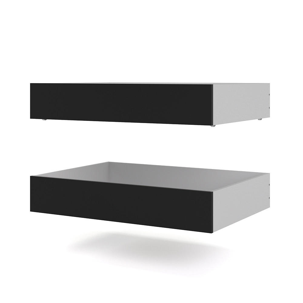 BETTSCHUBLADEN, Nada, Schwarz, Spanplatte foliert, 94 x 67 x 18 cm - Schwarz, Holzwerkstoff - ebuy24