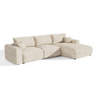 ECKSOFA rechtwinklig COMO Cord Beige 297cm - Beige, Textil (297/167cm) - Premium Interiors