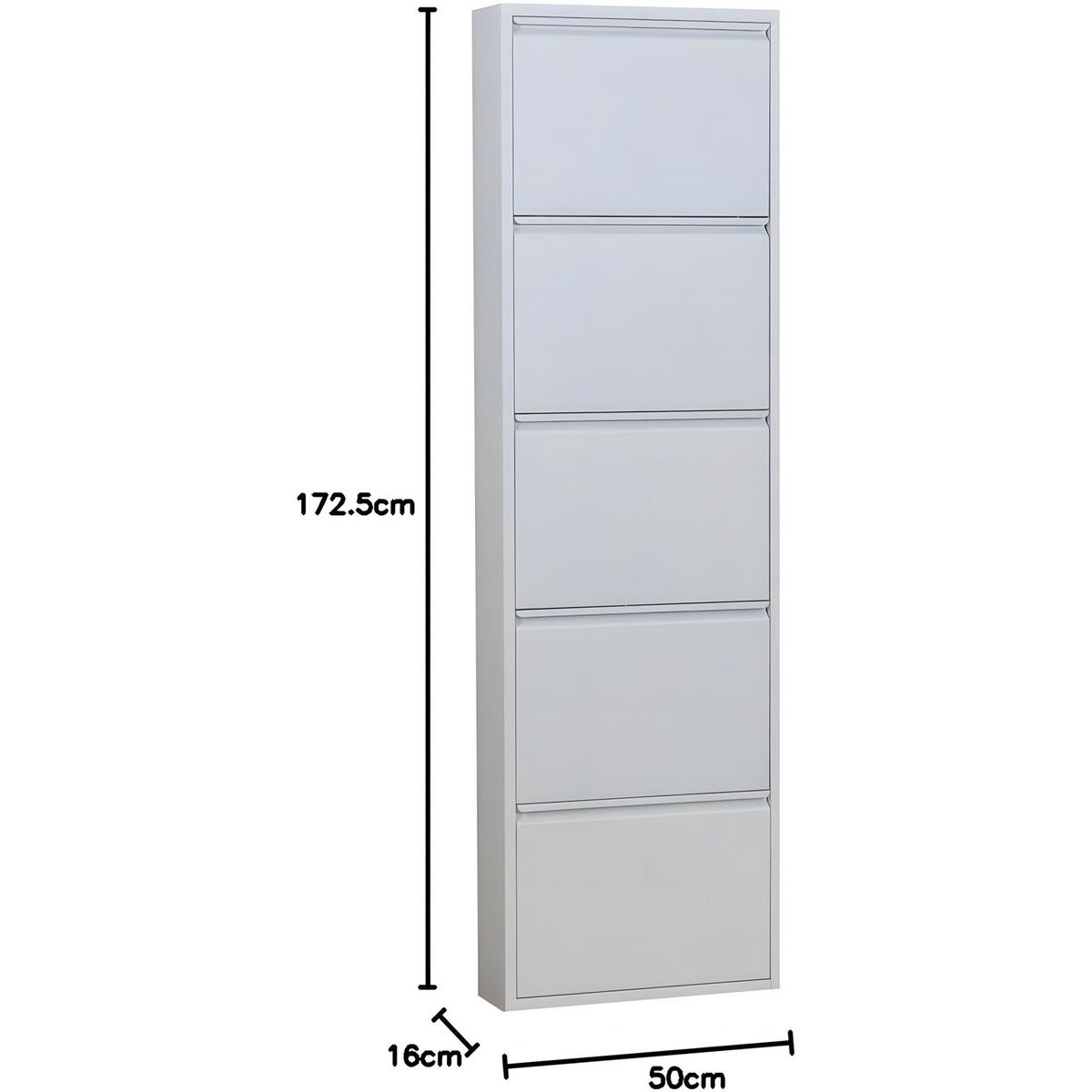 SKOSKÅP Pisa 50 x 16 x 173 cm – vit - Vit, Träbaserade material/Metall (50/173/16cm) - ebuy24