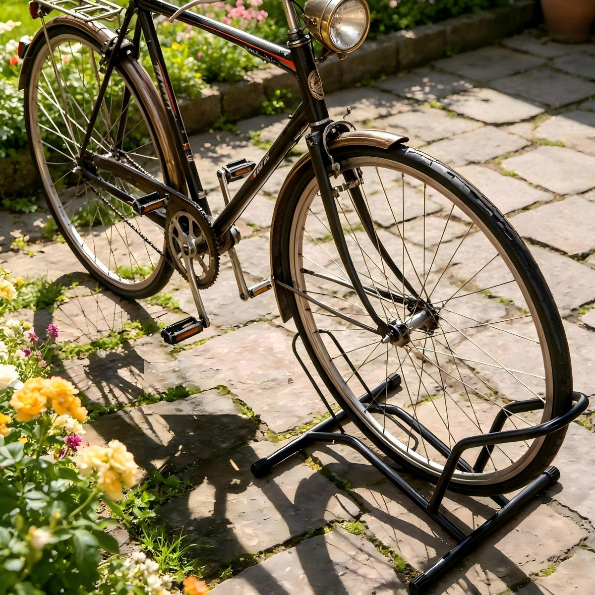 FAHRRADSTÄNDER Schwarz Boden 16-29 Zoll - Schwarz, Metall (44.5/38/41.5cm) - Relaxdays