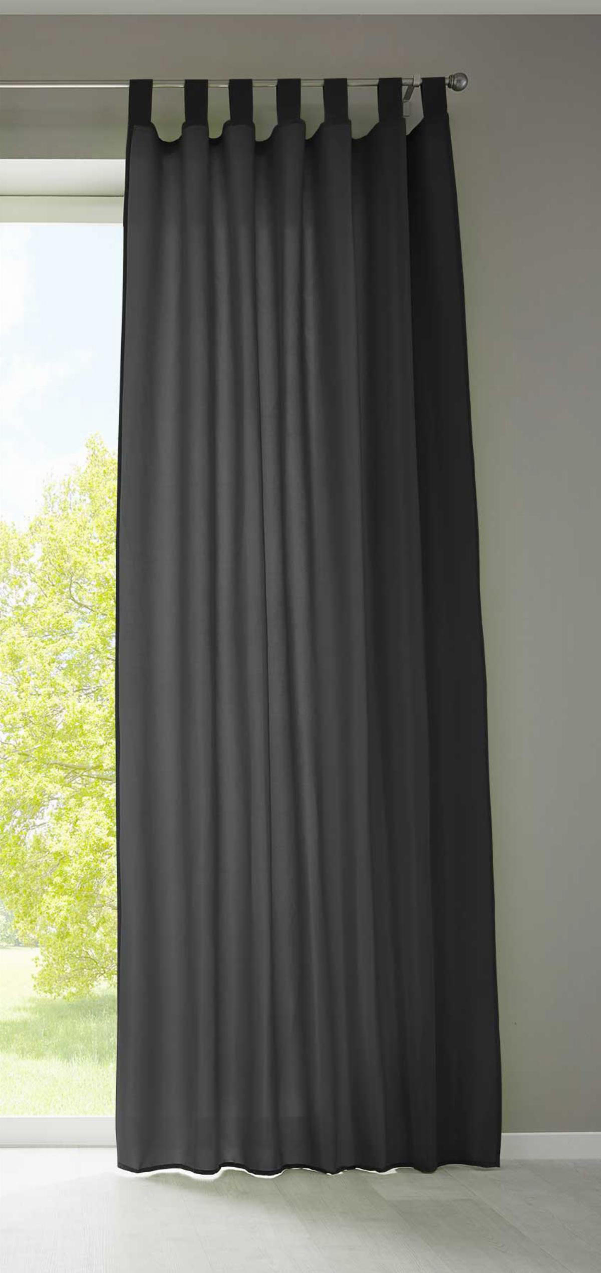 VORHANG POTSDAM HxB 225x140 cm Schwarz - Schwarz, Textil (140/225cm) - Gardinenbox
