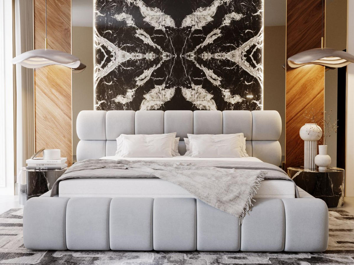 POLSTERBETT Mellow 140x200 Hellgrau - Hellgrau, Textil (140/200cm) - Graingold