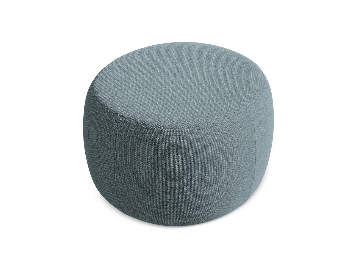 POUF Bouclé Stoff Blau - Blau/Blaugrau, Kunststoff/Textil (76/44/67cm) - Makamii