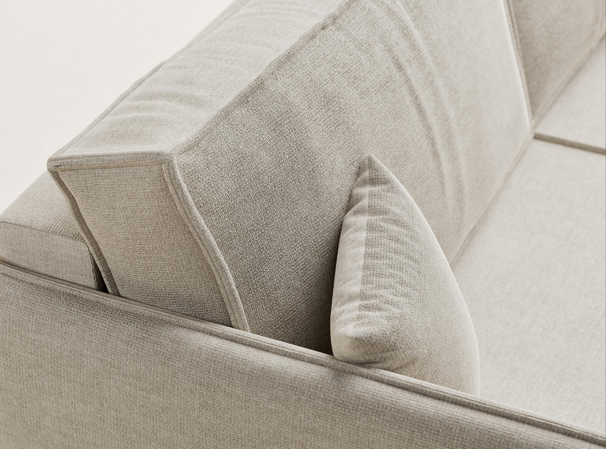 SOFA MIT SCHLAFFUNKTION Obra Beige Chenille-Stoff - Beige/Schwarz, Holz/Holzwerkstoff (220/70/107cm) - Maison de Reve