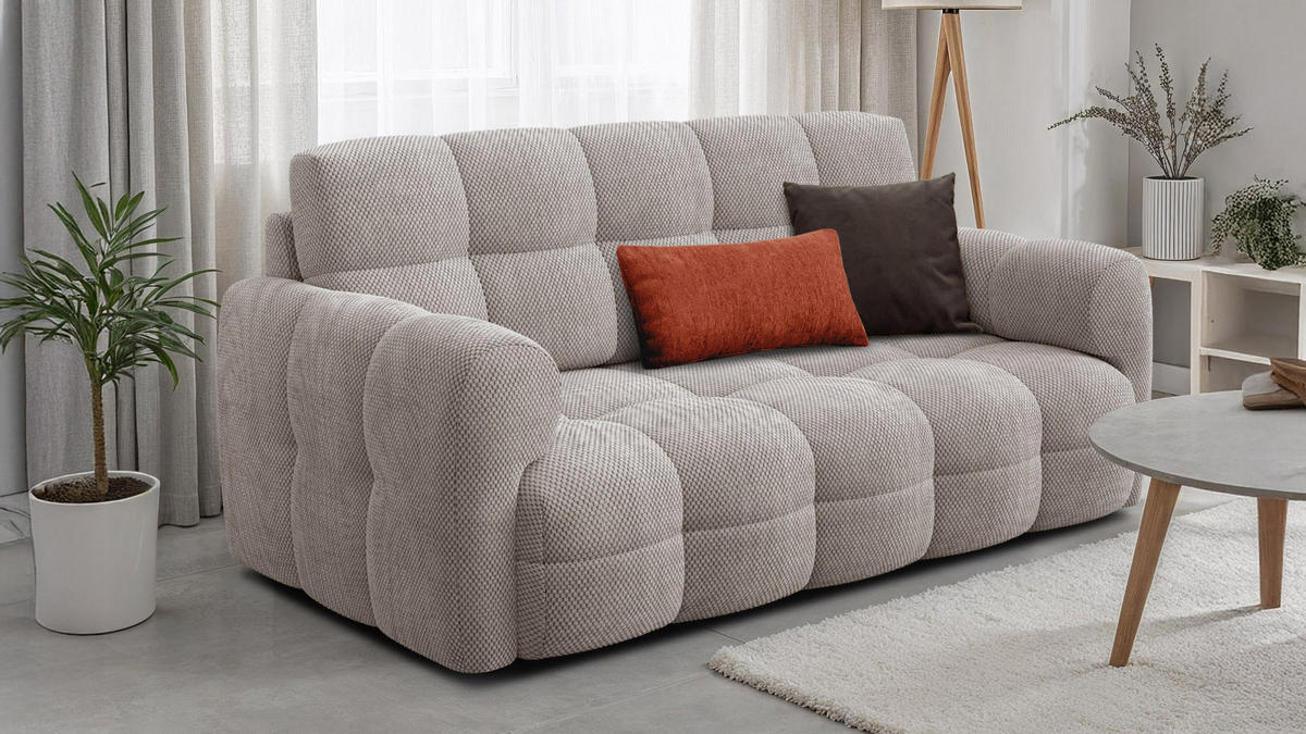 SOFA MELLOW 2,5-Sitzer, beige - Beige/Schwarz, Holz/Textil (183/87/98cm) - Courtois Laville