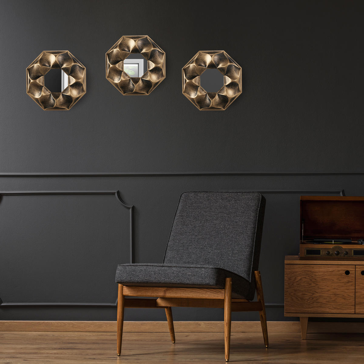 3XZRKADLÁ - zlatá, plast/sklo (25/25/2cm) - Relaxdays